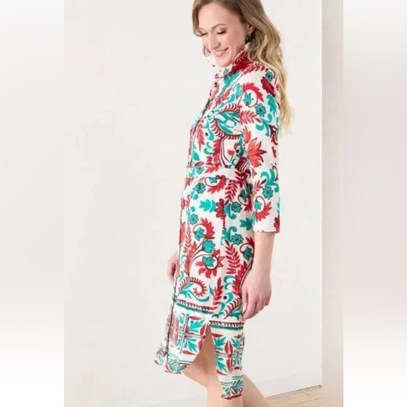 Anthropologie Fig + Flower Orange and White Patterned Summer Dress Size Large - Picture 17 of 17